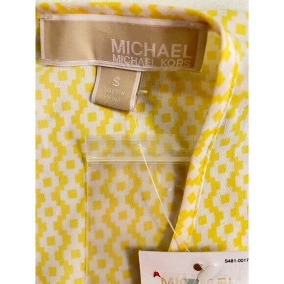 Michael Kors Yellow Print Sleeveless Top NWT Small - Picture 4 of 5